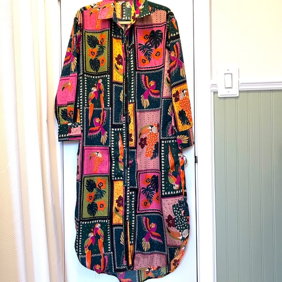 Tropical Print Button-front Duster/Lounger - Picture 9 of 10